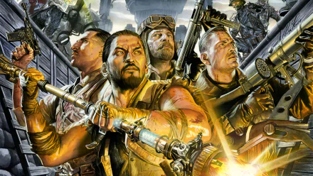 High-definition desktop wallpaper featuring characters from Call of Duty: Black Ops II, poised for action with weapons, set against a dynamic battlefield backdrop.