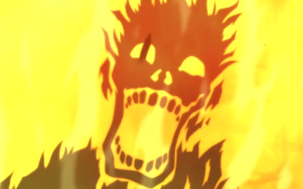 HD PC desktop wallpaper/background from the movie Batman: The Dark Knight Returns, a stylized flaming skull face amid yellow-orange fire.