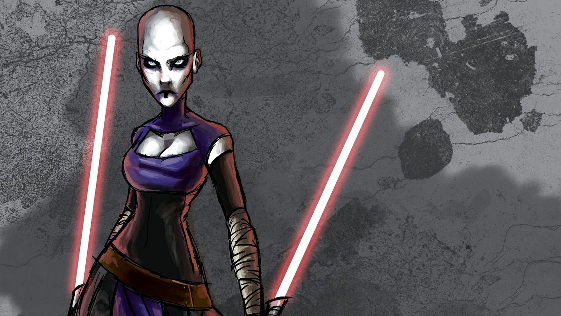 Download Sci Fi Star Wars Asajj Ventress Red Lightsaber HD Wallpaper
