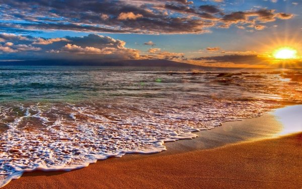 Tierra/Naturaleza Amanecer Atardecer Océano Sand Playa Cielo Sol Fondo de pantalla HD | Fondo de Escritorio