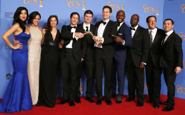 HD desktop wallpaper featuring the cast of Brooklyn Nine-Nine on the red carpet.