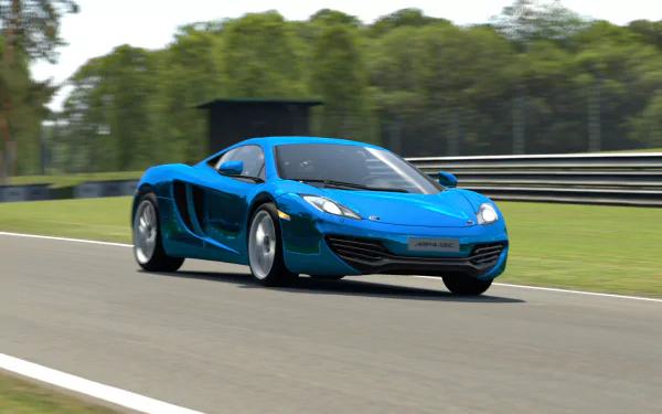 Blue sports car racing on a track from Gran Turismo 6, featured as a 4K Ultra HD PC desktop wallpaper and background.