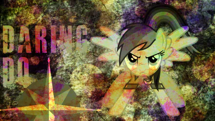 HD vector wallpaper featuring Daring Do from the TV show My Little Pony: Friendship Is Magic with a textured, colorful background and stylized text.