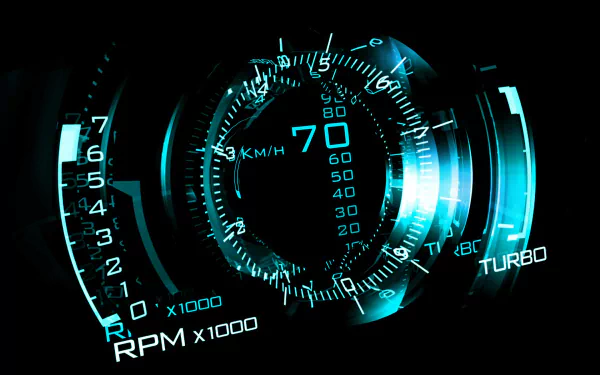 blue CGI vehicle speedometer HD Desktop Wallpaper | Background Image