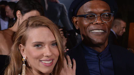 Samuel L. Jackson Celebrity Scarlett Johansson HD Desktop Wallpaper | Background Image