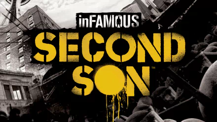 HD desktop wallpaper of inFAMOUS: Second Son featuring the game's title with stylized urban chaos in the background.
