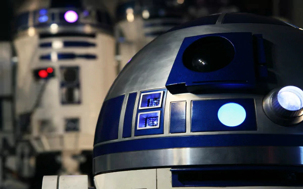HD desktop wallpaper featuring R2-D2 from the Star Wars movie series, showcasing the iconic droid in a detailed and captivating background.