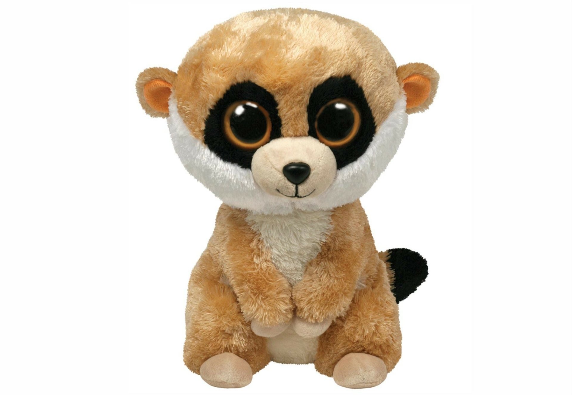 HD desktop wallpaper featuring a man-made Beanie Boo plush with large, shiny eyes and a soft, tan and white fur body.