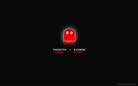 HD PC desktop wallpaper featuring a red ghost character from the classic video game Pac-Man against a black background.