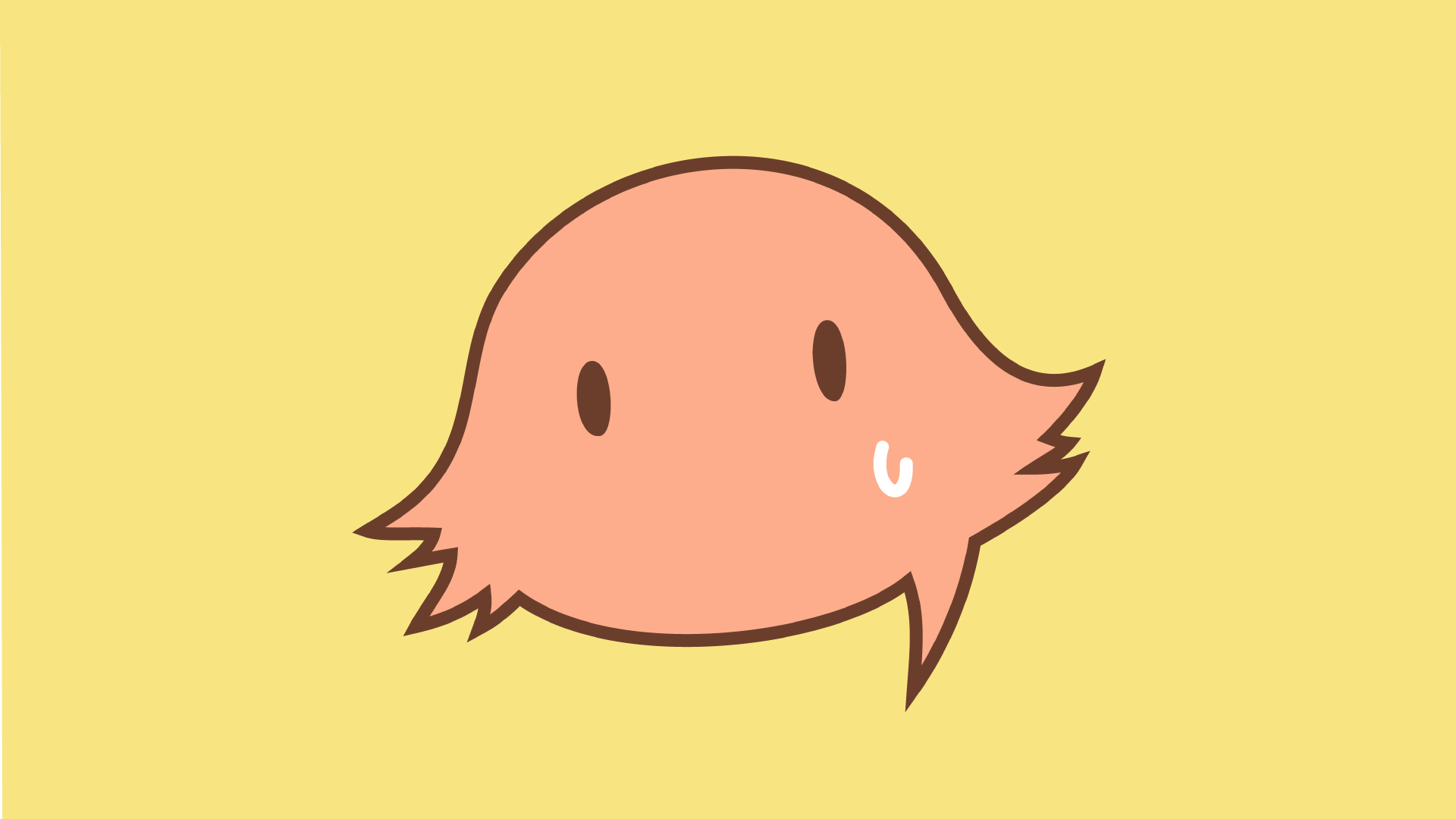 Anime-style HD desktop wallpaper featuring a simple, cute pink character with a sweat drop on a pale yellow background, inspired by Nisekoi.