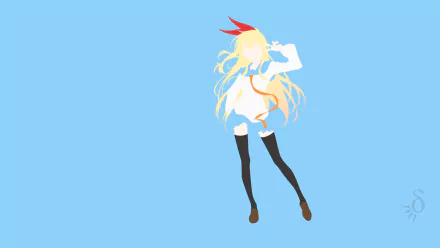 HD PC desktop wallpaper featuring Chitoge Kirisaki from the anime Nisekoi against a solid light blue background.