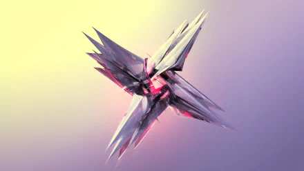 HD PC desktop wallpaper featuring an abstract design with sharp, crystalline facets in soft purple and yellow hues.