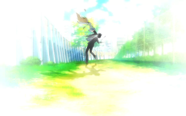 HD anime desktop wallpaper featuring Raku Ichijō and Chitoge Kirisaki from Nisekoi, with bright outdoor scenery and soft, vibrant colors.