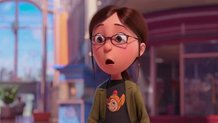 HD PC desktop wallpaper featuring Margo from the movie Despicable Me 2, showcasing her surprised expression in a detailed animated scene.