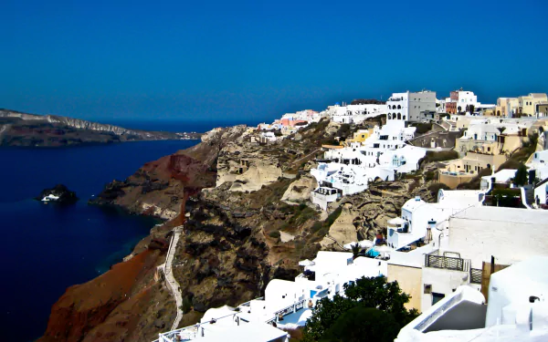 man made Santorini HD Desktop Wallpaper | Background Image