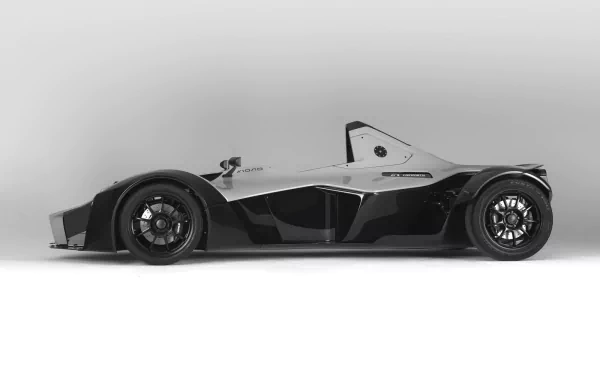 HD desktop wallpaper featuring a sleek BAC Mono sports car on a clean white background.