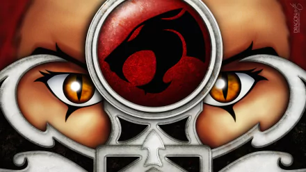 HD desktop wallpaper featuring iconic imagery from the 1985 TV show Thundercats, highlighting intense eyes and the distinctive Thundercat emblem.