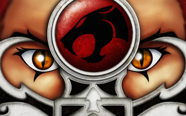 HD desktop wallpaper featuring iconic imagery from the 1985 TV show Thundercats, highlighting intense eyes and the distinctive Thundercat emblem.