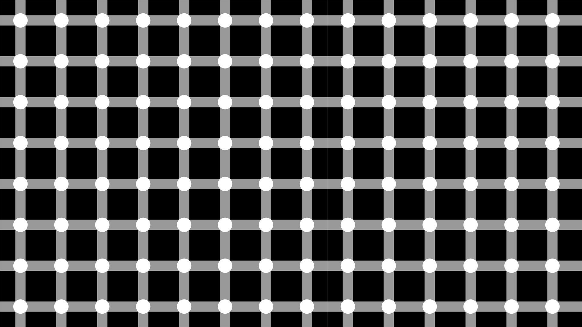 Artistic black and white grid illusion with alternating dots, designed as an HD PC desktop wallpaper background.