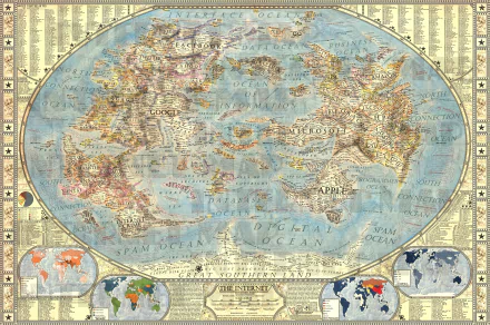 A funny Web World Map in 4K Ultra HD, blending internet culture with a detailed, vintage-style world map design for a vibrant PC desktop wallpaper and background.