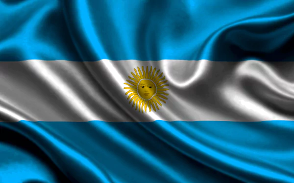 HD PC desktop wallpaper featuring the flag of Argentina with its blue and white stripes and the yellow sun emblem in the center.
