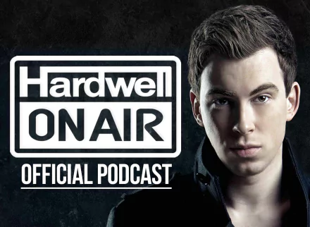 HD PC desktop wallpaper: close-up portrait of a male electronic music DJ beside a bold ON AIR official podcast logo against a dark, textured background.