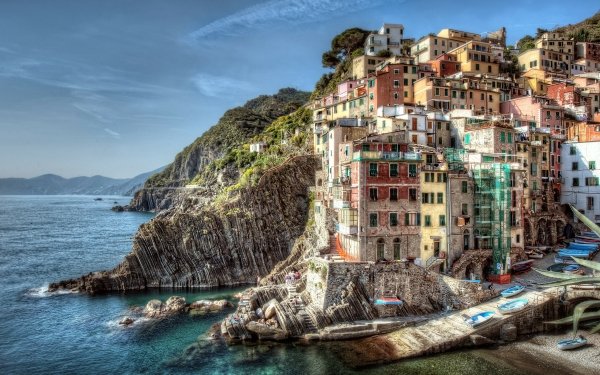 Man Made Riomaggiore Towns Italy Cinque Terre Liguria HD Wallpaper | Background Image