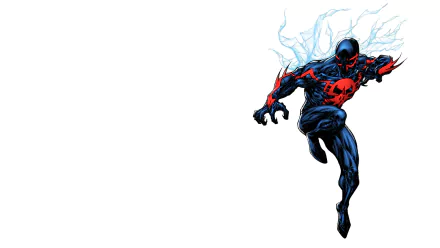 A dynamic illustration of Spider-Man 2099, showcasing his sleek black and red suit, making for an engaging comic-themed HD desktop wallpaper.