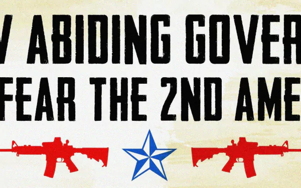 HD PC desktop wallpaper featuring bold text about law-abiding government fearing the 2nd Amendment, accented with red rifles and a blue star, tagged Misc and 2nd Amendment.