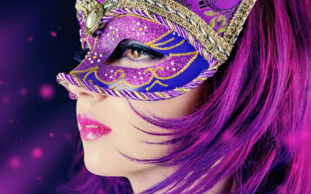 crimson hair model face photography mask HD Desktop Wallpaper | Background Image