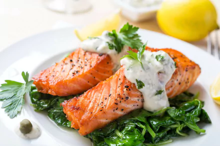 salmon lemon food fish HD Desktop Wallpaper | Background Image