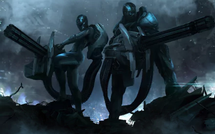 Sci Fi robot machine gun HD Desktop Wallpaper | Background Image