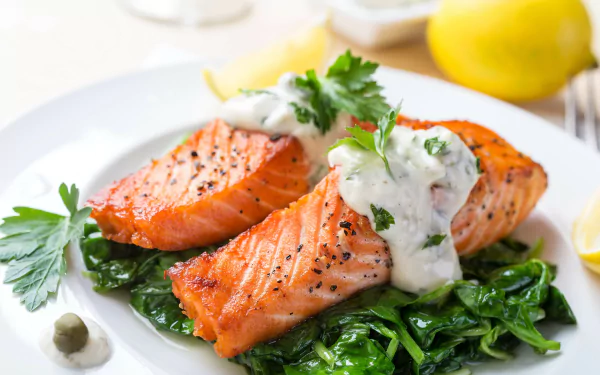 salmon lemon food fish HD Desktop Wallpaper | Background Image