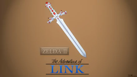 HD PC desktop wallpaper featuring a detailed sword from the video game Zelda II: The Adventure of Link on a plain brown background.