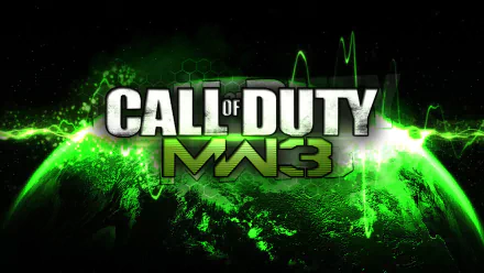 HD desktop wallpaper featuring the iconic logo of Call of Duty: Modern Warfare 3, set against a dynamic green and black background. Vibrant and captivating design for gamers.