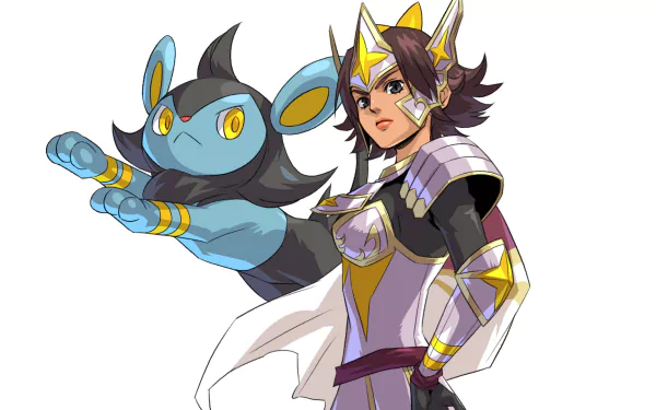 HD PC desktop wallpaper featuring a character and partner Pokémon from the video game Pokémon: Conquest in dynamic, colorful artwork.