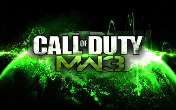 HD desktop wallpaper featuring the iconic logo of Call of Duty: Modern Warfare 3, set against a dynamic green and black background. Vibrant and captivating design for gamers.