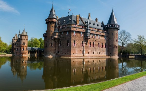 Man Made Castle De Haar Castles Netherlands Utrecht Panorama HD Wallpaper | Background Image