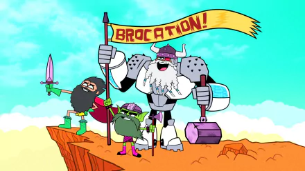 HD wallpaper featuring Teen Titans Go! characters Cyborg, Robin, and Beast Boy with a 'Brocation' banner.