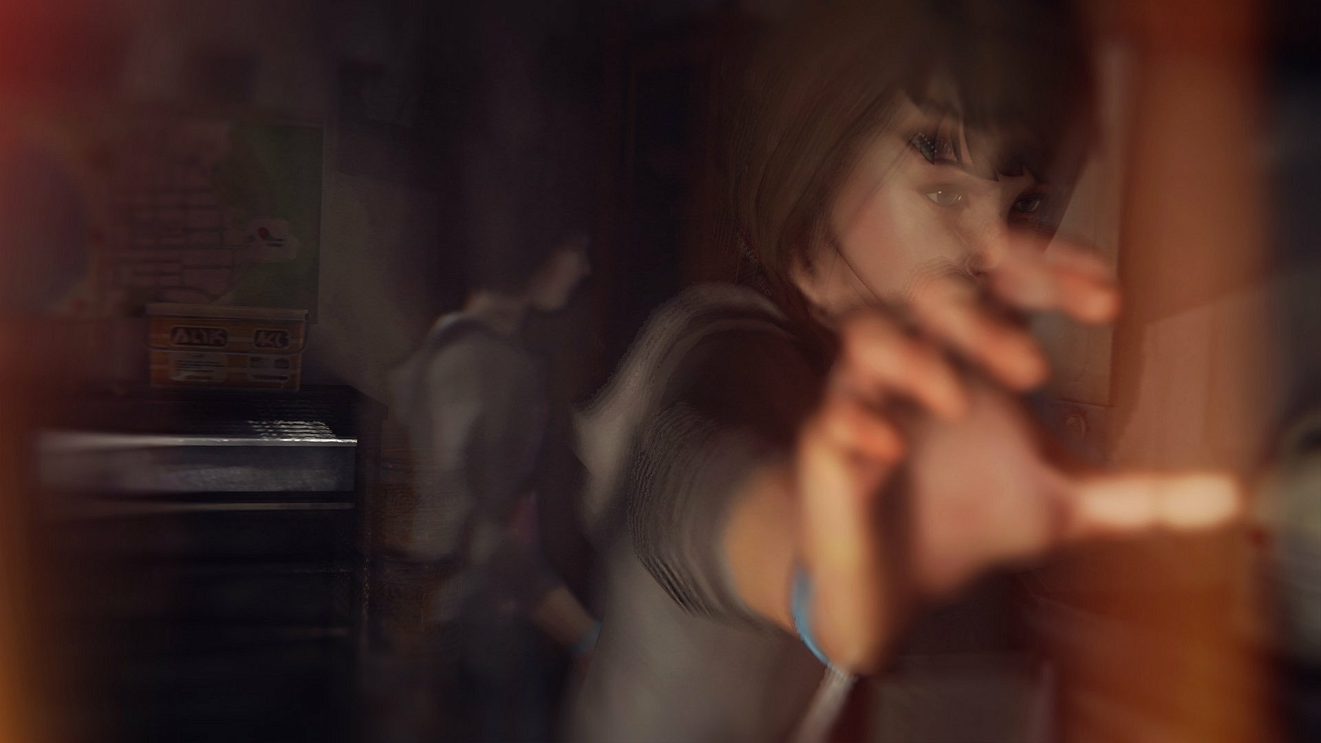 HD PC desktop wallpaper featuring a blurred, dynamic scene from the video game Life Is Strange, capturing its moody and atmospheric style.