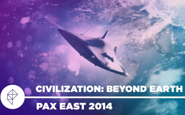 HD wallpaper for Civilization: Beyond Earth featuring a spaceship with PAX East 2014 overlay.