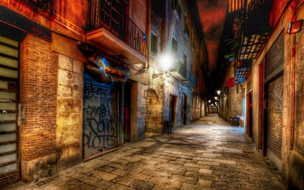 Man Made Barcelona Cities Spain Street HDR HD Wallpaper | Background Image