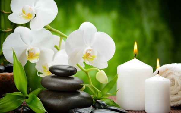 Religious Zen Candle Orchid Spa Towel HD Wallpaper | Background Image