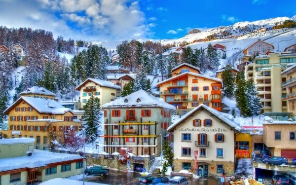 Man Made St. Moritz Towns Switzerland Winter Snow HD Wallpaper | Background Image