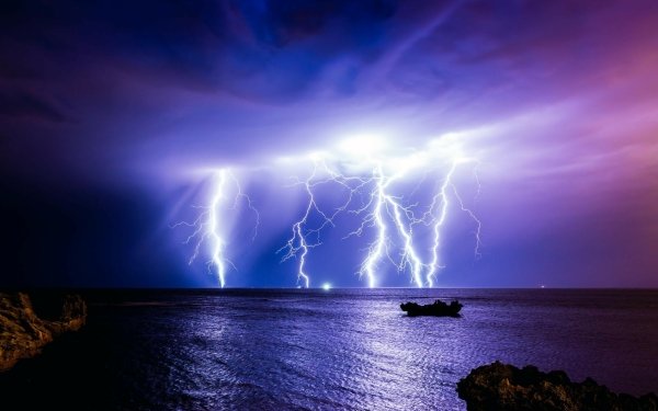 Photography Lightning Sea HD Wallpaper | Background Image