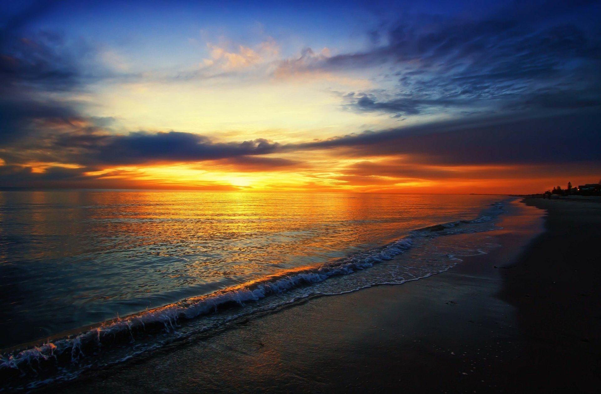 Download Colors Cloud Sea Beach Nature Sunset HD Wallpaper