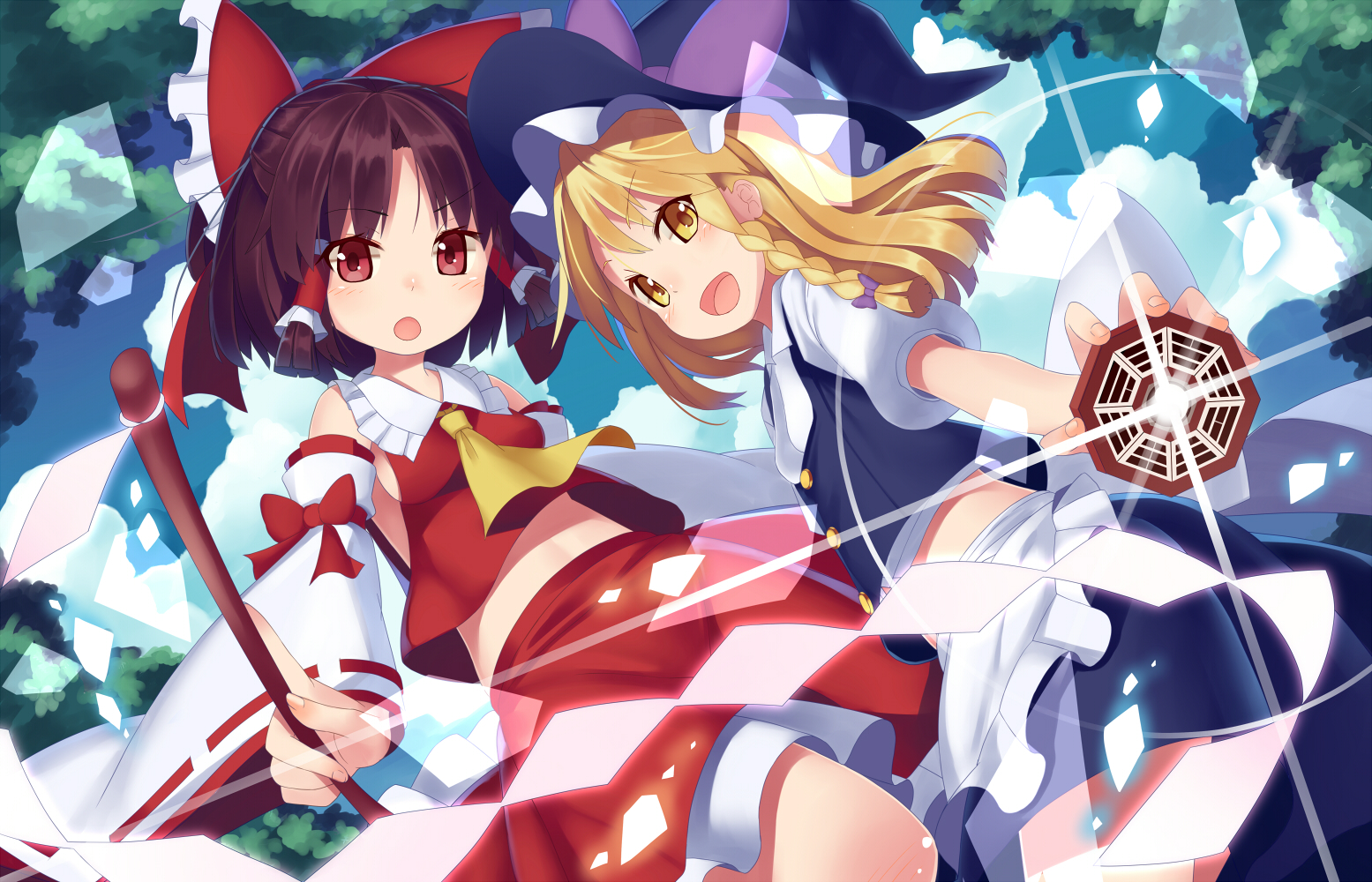 Download Reimu Hakurei Marisa Kirisame Anime Touhou Wallpaper