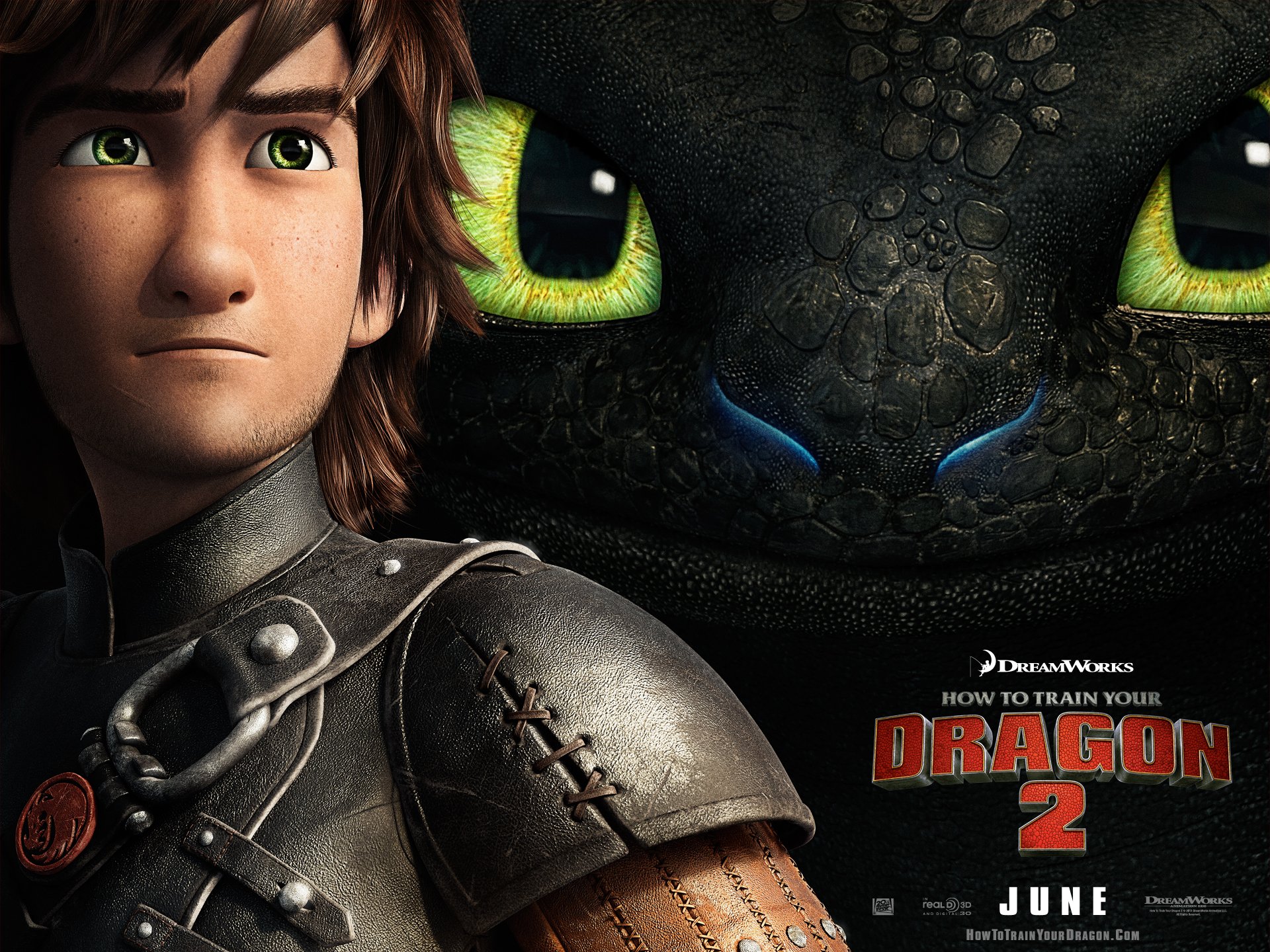 Hiccup and Toothless from How to Train Your Dragon 2 are featured in this HD PC desktop wallpaper, showcasing the close bond between the dragon and rider.