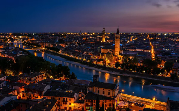 night Italy man made Verona HD Desktop Wallpaper | Background Image