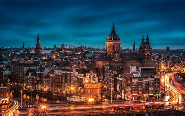 Man Made Amsterdam Cities Netherlands Night Street HD Wallpaper | Background Image